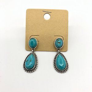 Earrings Women's Turquoise and Silver Pierced‎ Costume Jewelry